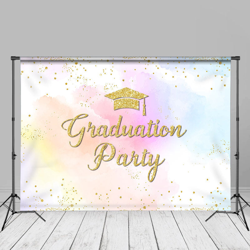 Aperturee - Rainbow Watercolor Glitter Graduation Photo Backdrop