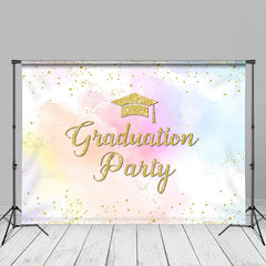 Aperturee - Rainbow Watercolor Glitter Graduation Photo Backdrop