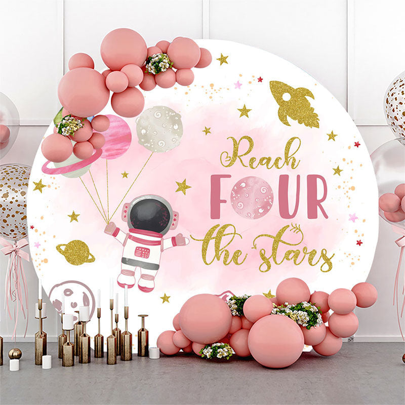 Aperturee - Reach Four The Stars Round 4th Birthday Backdrop