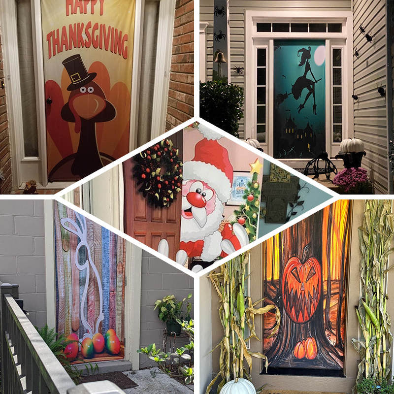 Aperturee - Real Santa Claus Bokeh Door Cover For Christmas