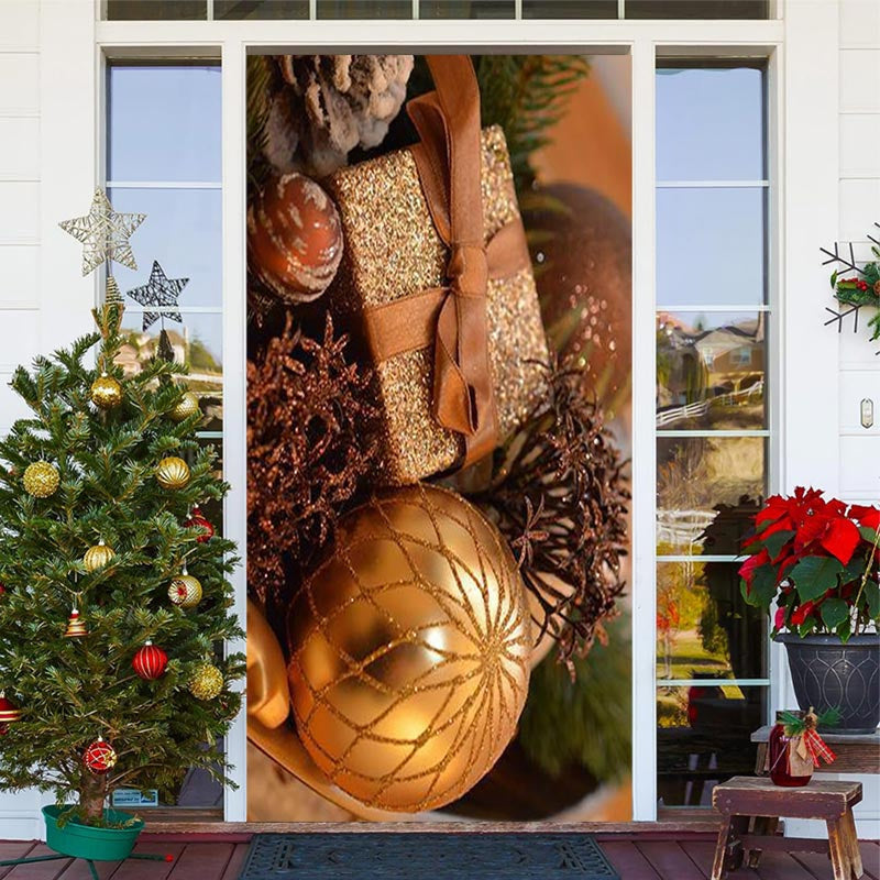 Aperturee - Real Scene Christmas Balls And Present Door Cover