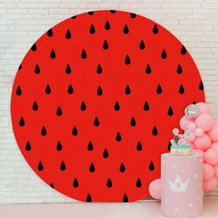 Aperturee - Red And Black Round Watermelon Birthday Backdrop