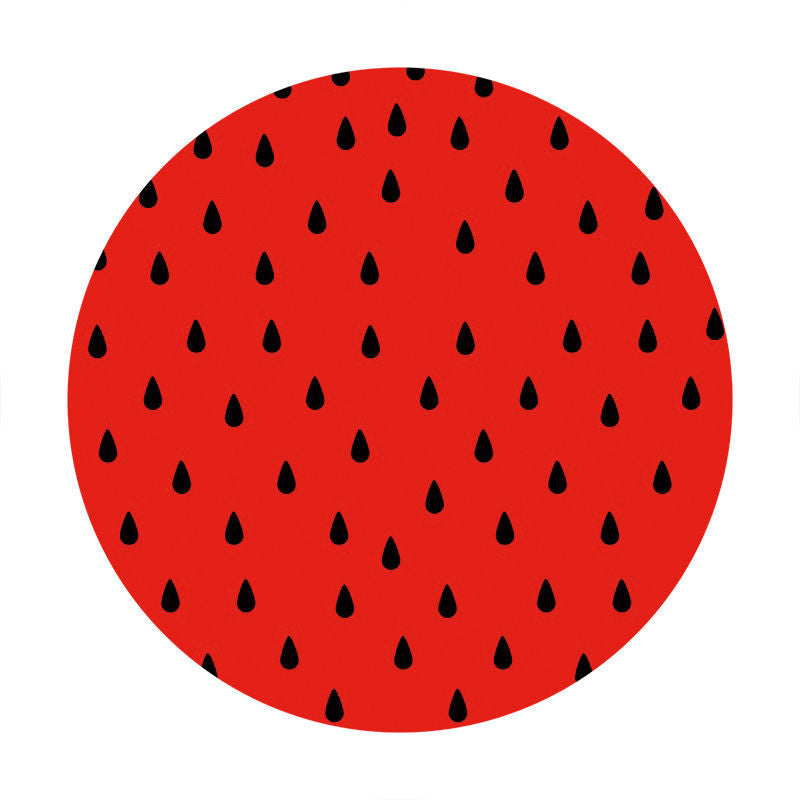 Aperturee - Red And Black Round Watermelon Birthday Backdrop