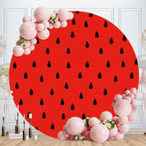 Aperturee - Red And Black Round Watermelon Birthday Backdrop