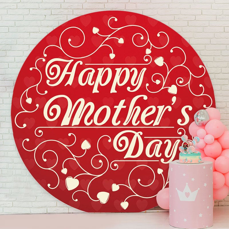Aperturee - Red And Gold Round Love Happy Mothers Day Backdrop
