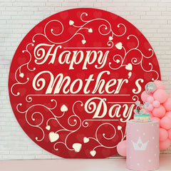 Aperturee - Red And Gold Round Love Happy Mothers Day Backdrop