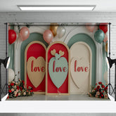 Aperturee - Red Arch Love Balloons Valentines Day Photo Backdrop