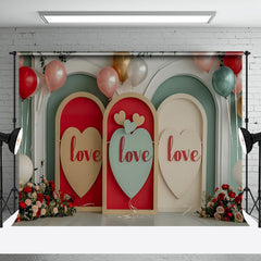 Aperturee - Red Arch Love Balloons Valentines Day Photo Backdrop