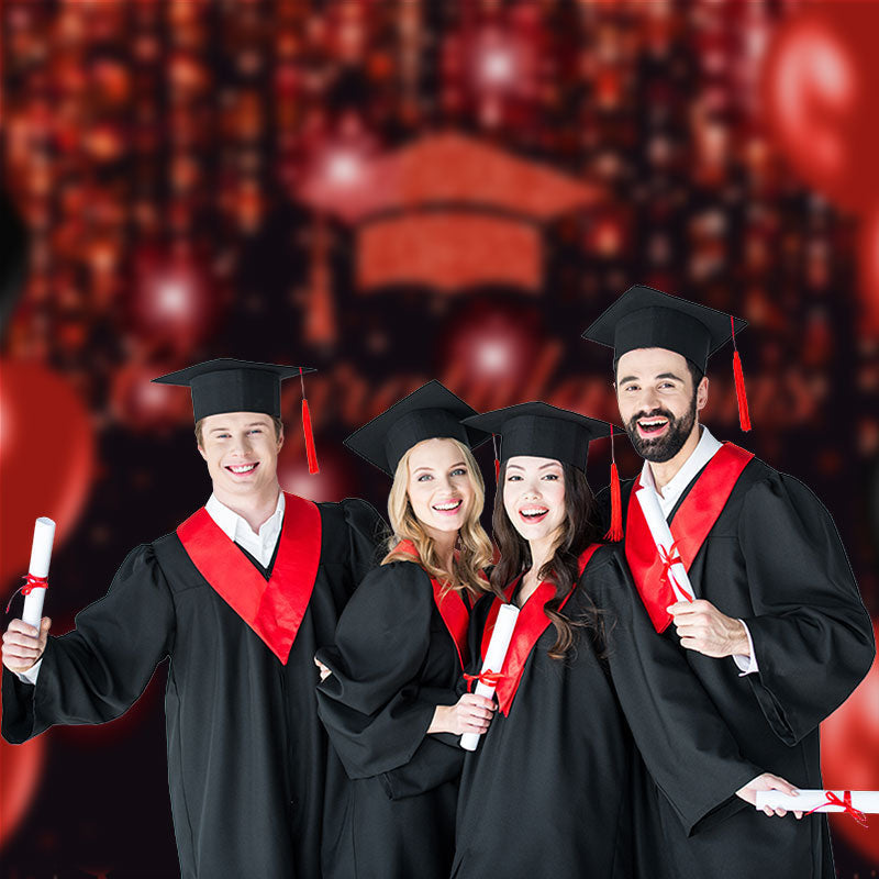 Aperturee - Red Balloon Sparkling Bokeh Grad Photo Booth Backdrop