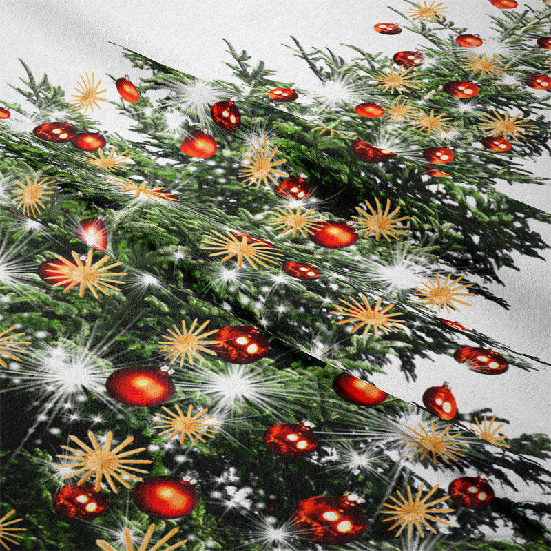 Aperturee - Red Bauble Christmas Tree Sparkle Deco Wall Tapestry