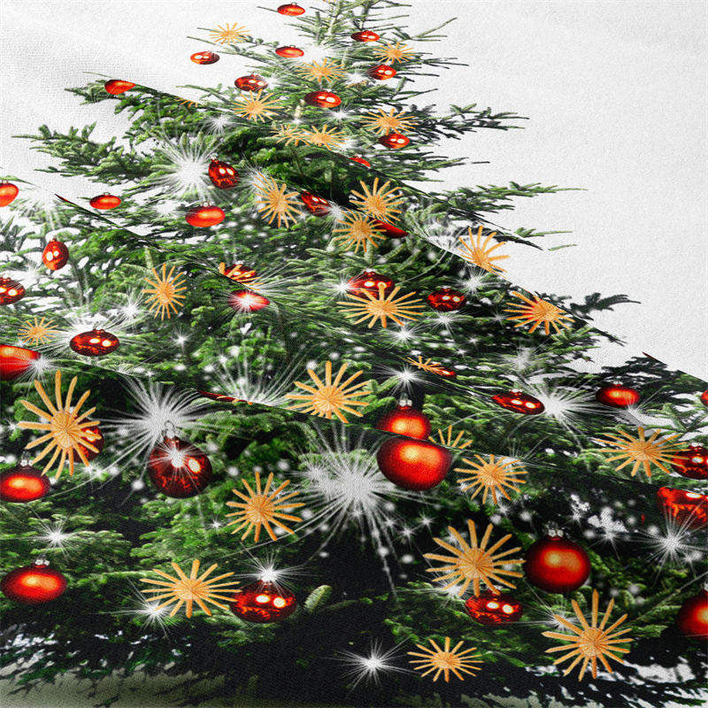 Aperturee - Red Bauble Christmas Tree Sparkle Deco Wall Tapestry