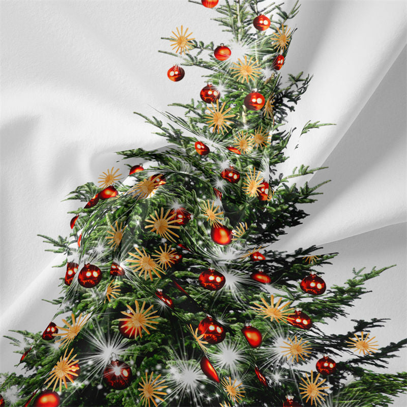 Aperturee - Red Bauble Christmas Tree Sparkle Deco Wall Tapestry