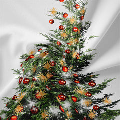 Aperturee - Red Bauble Christmas Tree Sparkle Deco Wall Tapestry