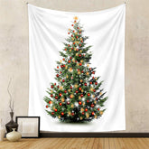 Aperturee - Red Bauble Christmas Tree Sparkle Deco Wall Tapestry