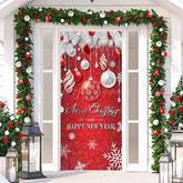Aperturee - Red Bauble Snowflake Merry Christmas Door Cover