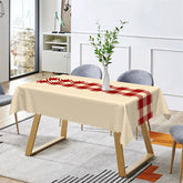 Aperturee - Red Beige Gingham Christmas Rectangle Tablecloth