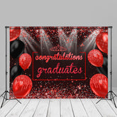 Aperturee - Red Black Balloon Sparkling Girl Grad Photo Backdrop