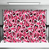 Aperturee - Red Black Hearts Shaped Valentines Day Backdrop