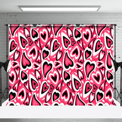 Aperturee - Red Black Hearts Shaped Valentines Day Backdrop