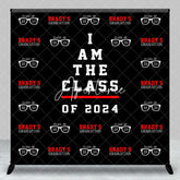 Aperturee - Red Black Repeat Custom Graduation Party Backdrop
