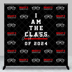 Aperturee - Red Black Repeat Custom Graduation Party Backdrop