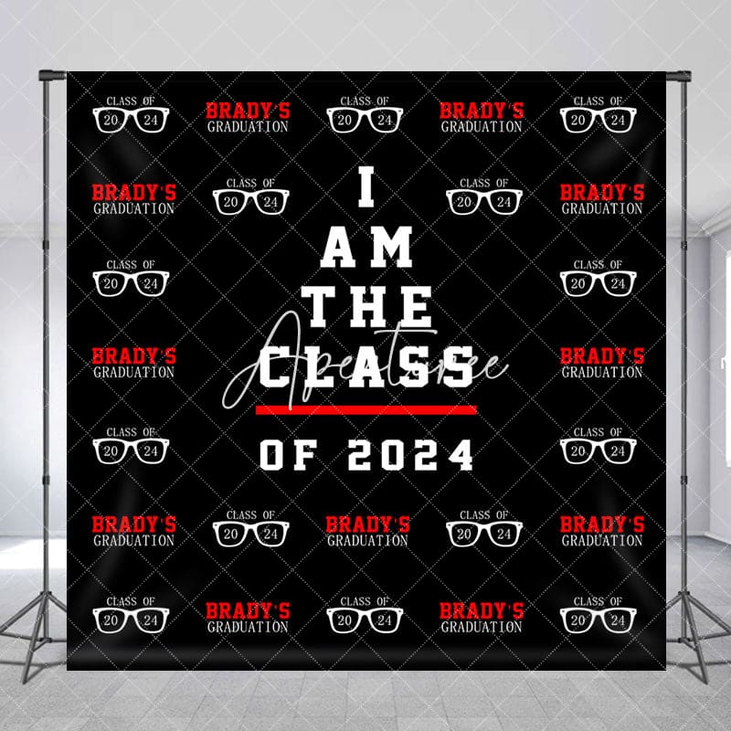 Aperturee - Red Black Repeat Custom Graduation Party Backdrop