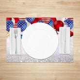 Aperturee - Red Blue Balloon Silver Spark Set Of 4 Placemats