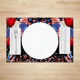 Aperturee - Red Blue Balloon Stars Black Set Of 4 Placemats