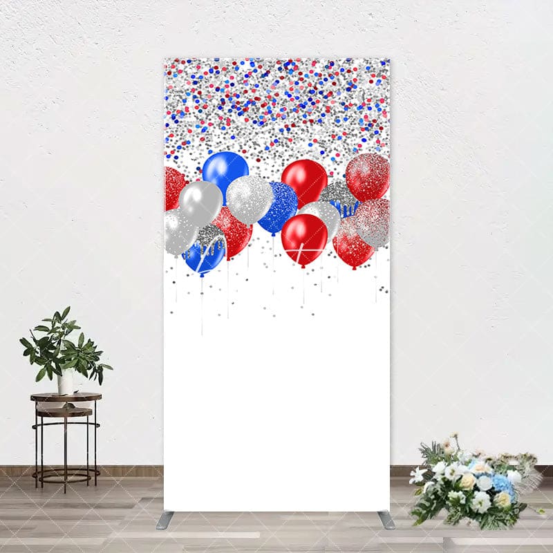 Aperturee - Red Blue Sparkling Arch Independence Day Backdrop