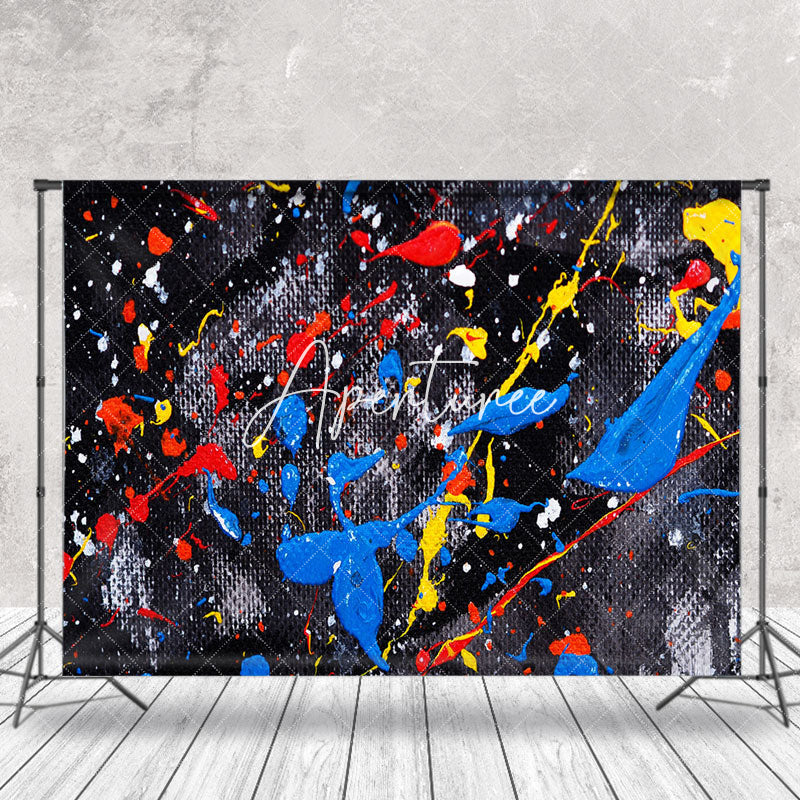 Aperturee - Red Blue Splash Ink Graffiti Wall Photo Backdrop