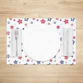 Aperturee - Red Blue Stripe Star Seamless Set Of 4 Placemats