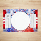 Aperturee - Red Blue Usa Flag Balloon Stars Set Of 4 Placemats