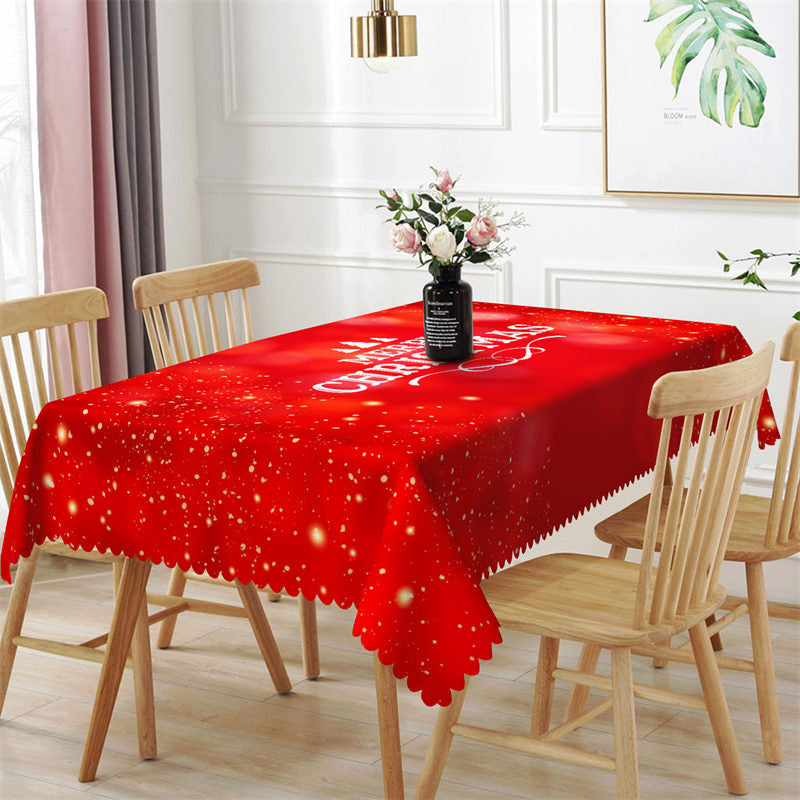 Aperturee - Red Bokeh Merry Christmas Party Pattern Tablecloth