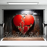 Aperturee - Red Broken Heart Wooden Valentines Day Backdrop