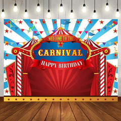 Aperturee - Red Circus Flag Stars Carnival Birthday Backdrop
