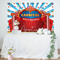 Aperturee - Red Circus Flag Stars Carnival Birthday Backdrop