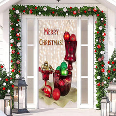 Aperturee - Red Cup Glitter Bokeh Merry Christmas Door Cover