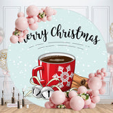 Aperturee - Red Cup Round Blue Merry Christmas Backdrop