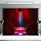 Aperturee - Red Curtain Colorful Spotlight Stage Photo Backdrop