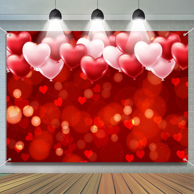 Aperturee - Red Dots Heart Balloon Bokeh Valentines Day Backdrop