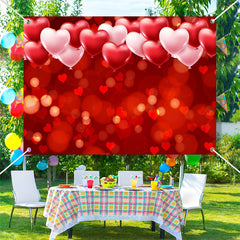Aperturee - Red Dots Heart Balloon Bokeh Valentines Day Backdrop