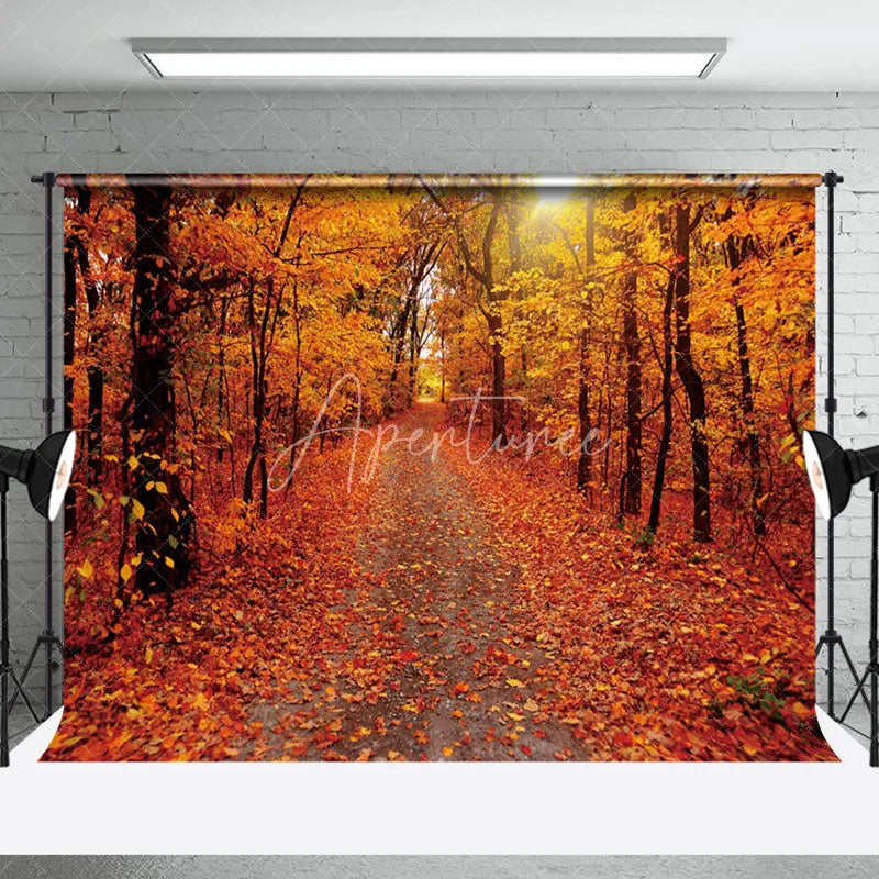Aperturee - Red Fallen Leaves Autumn Photography Backdrop