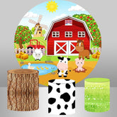 Aperturee Red Farm Round Backdrop For Kids Happy Birthday