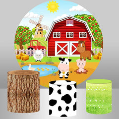 Aperturee Red Farm Round Backdrop For Kids Happy Birthday