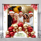 Lofaris Red Floral Balloon Custom Photo Christmas Backdrop