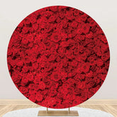 Aperturee - Red Floral Wall Romantic Round Wedding Backdrop