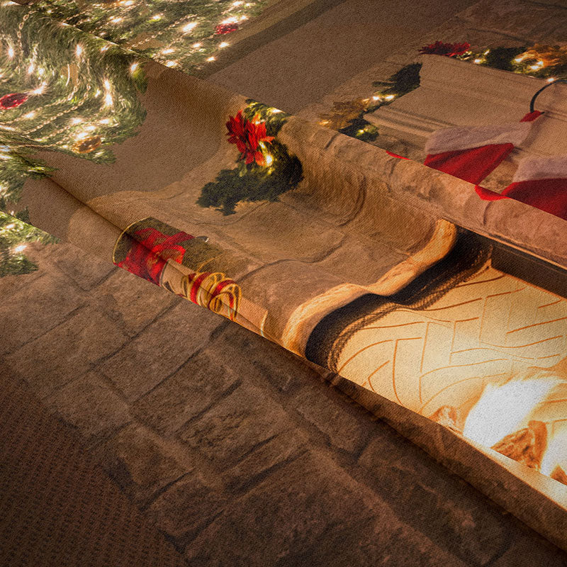Aperturee - Red Gift Stock Tree Fireplace Christmas Backdrop