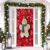 Aperturee - Red Gingerbread Snowflake Merry Christmas Door Cover