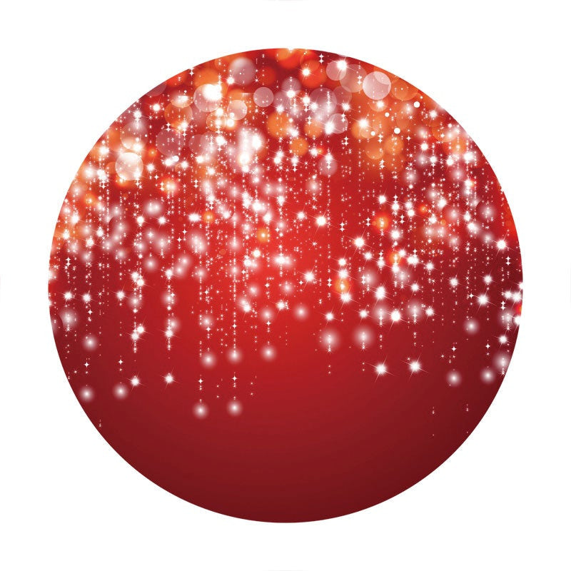 Aperturee - Red Glitter Bokeh Round Birthday Party Backdrop