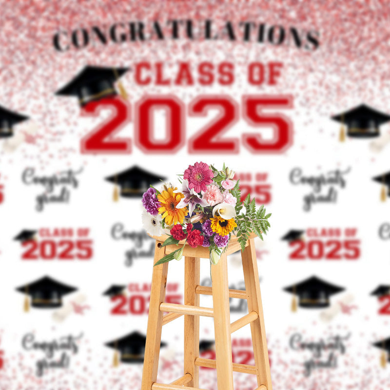 Aperturee - Red Glitter Step and Repeat Cap Grad Backdrop